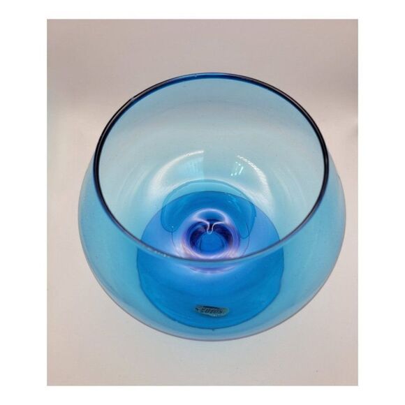 Vintage 1960's Blue Pedestal Compote Dish - Picture 2 of 6